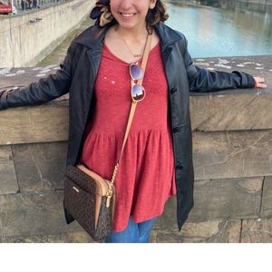 Light Red Long Sleeve Tunic Shirt